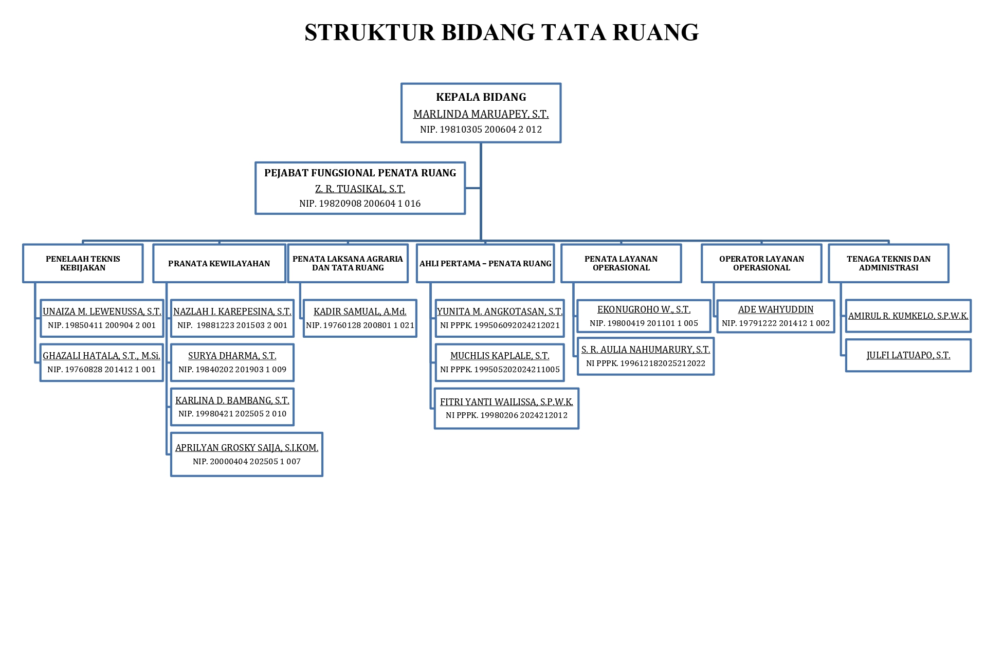 Struktur Organisasi Bidang Tata Ruang
